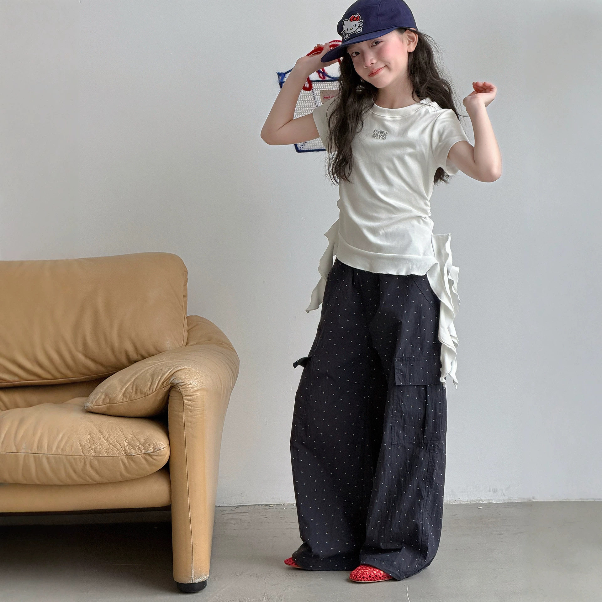女童夏装套装2026新款儿童洋气时髦夏季大童短袖T恤工装裤两件套