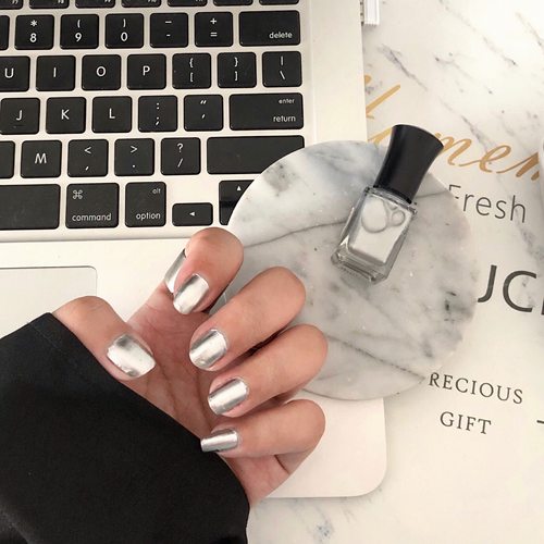 镜面金属银色防水持久指甲油套装