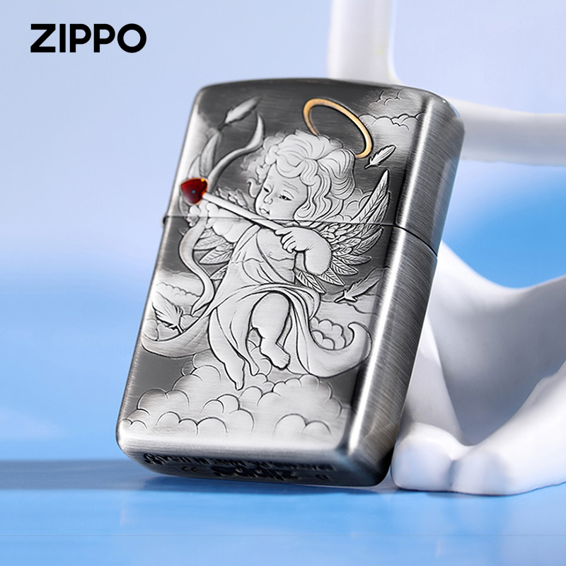 正品zippo打火机正版防风煤油打盔甲镶嵌丘比特520情人节礼物 ZIPPO/瑞士军刀/眼镜 ZIPPO/芝宝 原图主图