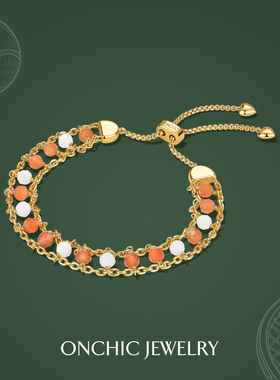 Onchic幸运彩虹手链天然石女小众