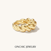明星同款 onchic羊角包圈圈戒指女小众设计感食指戒轻奢ins素圈