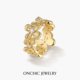 伯远同款 Onchic浮梦花影戒指金色繁花朵食指女小众百搭高级感设计
