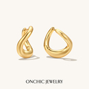 吴千语同款 Onchic扭线金属耳环女耳钉轻奢高级感气质大气金色简约