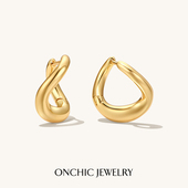 吴千语同款 Onchic扭线金属耳环女耳钉轻奢高级感气质大气金色简约