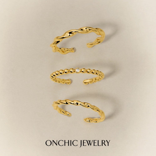 onchic细圈质感戒指女叠戴套戒