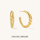 秦岚同款 Onchic波浪C字耳环女轻奢高级感耳钉小众设计耳饰素圈