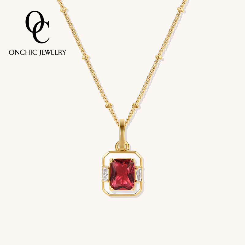 onchic鎏金珍宝项链女轻奢小众高级感ins潮diy吊坠素链玻珠锁骨链