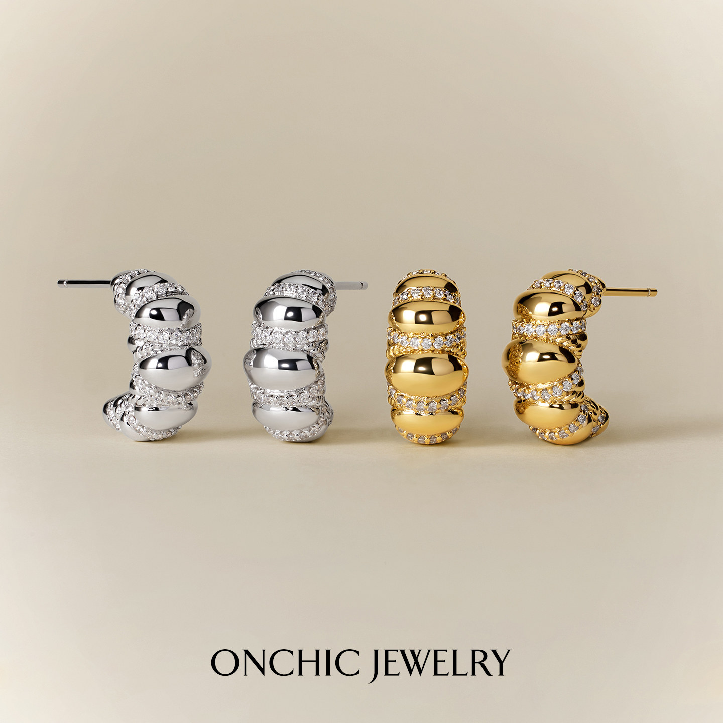 Onchic闪耀羊角包耳钉图片