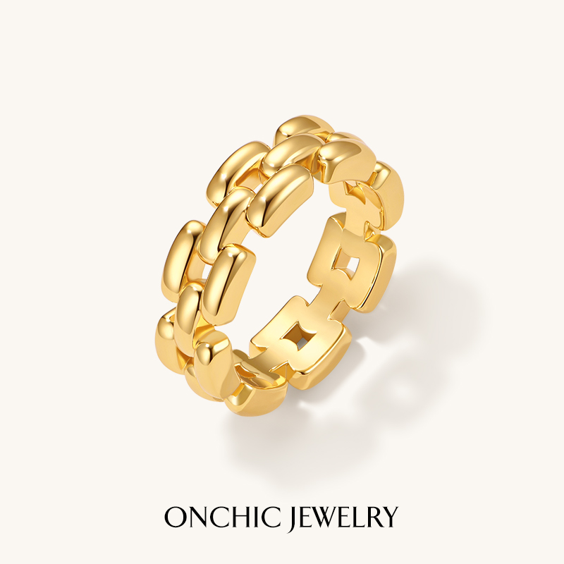 onchic金属编织纹戒指