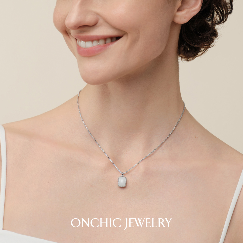 Onchic夹心曲奇项链女天然孔雀石