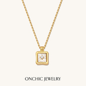 明星同款 Onchic天然贝母项链女高级感轻奢小众贝雕气质锁骨链百搭