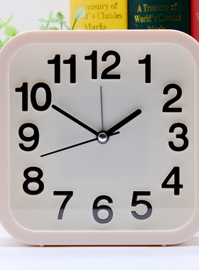 正品康巴丝静音闹钟床头简约小闹钟老人用立体字座钟卧室用小钟表