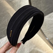 杨杨babytime法式 高智感 风琴褶皱宽边黑发箍高颅顶艺术生min头箍