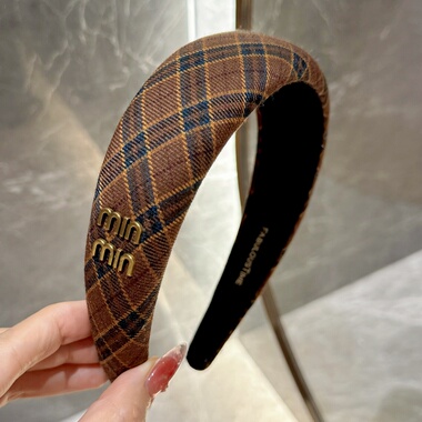 杨杨babytime可露丽焦糖 美拉德咖棕色格纹发箍min贵气高颅顶头箍