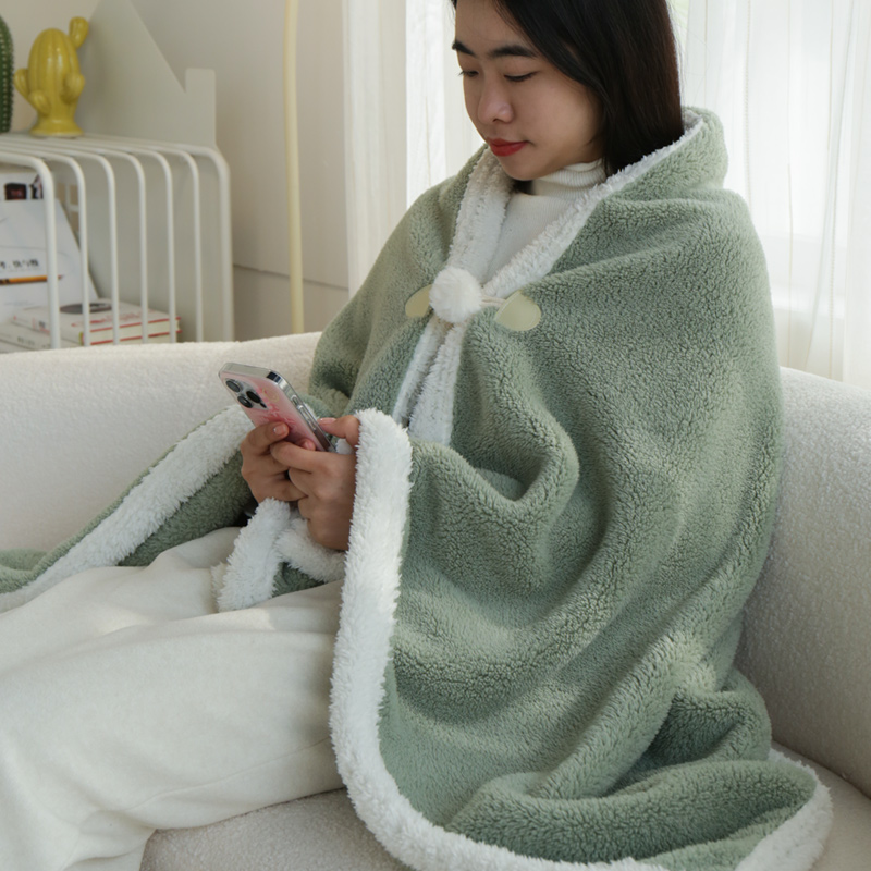 办公室午睡毯夏季 盖脚午休可穿懒人斗篷小毯子 月子空调披肩毛毯