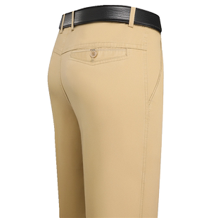 秋冬款男士休闲裤纯棉高腰商务男裤加绒宽松直筒春秋裤子男长裤厚