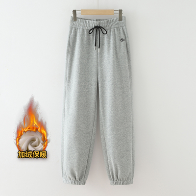 秋冬加绒新款高腰束脚卫裤百搭宽松显瘦休闲裤女长裤