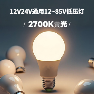 12V24V48V60V低压灯泡2700K暖黄光电瓶太阳能机床灯养殖场led灯泡