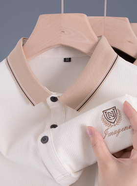 男士短袖T恤中年爸爸夏装冰丝冰感polo衫上衣服40岁50岁plol体恤