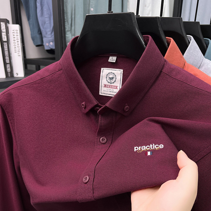 男士红色长袖衬衫春秋装纯棉本命年上衣服寸衣婚宴装衬衣打底衫