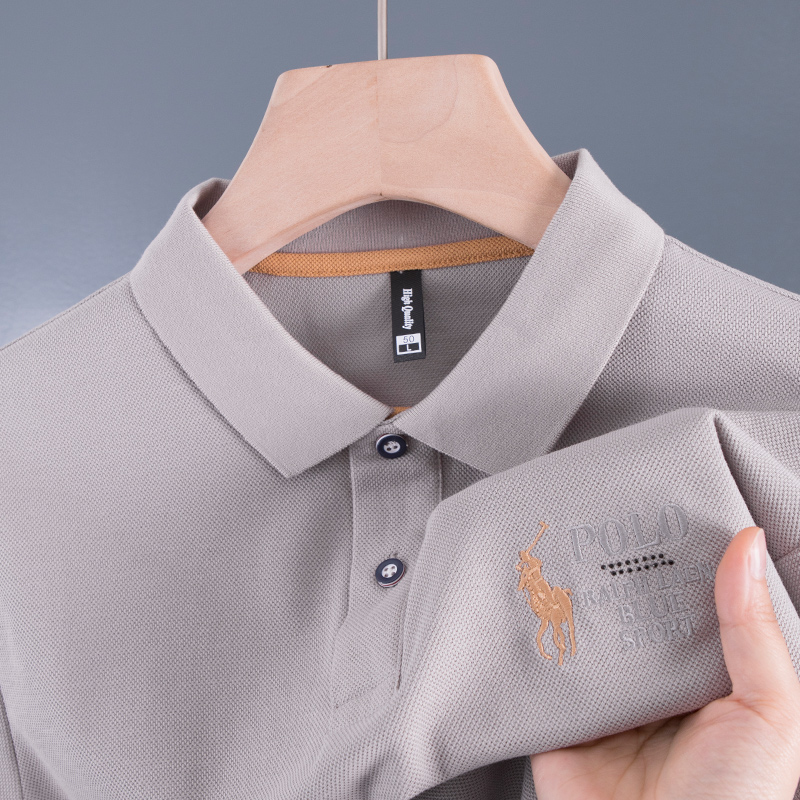 中年男士短袖T恤pol衫冰丝