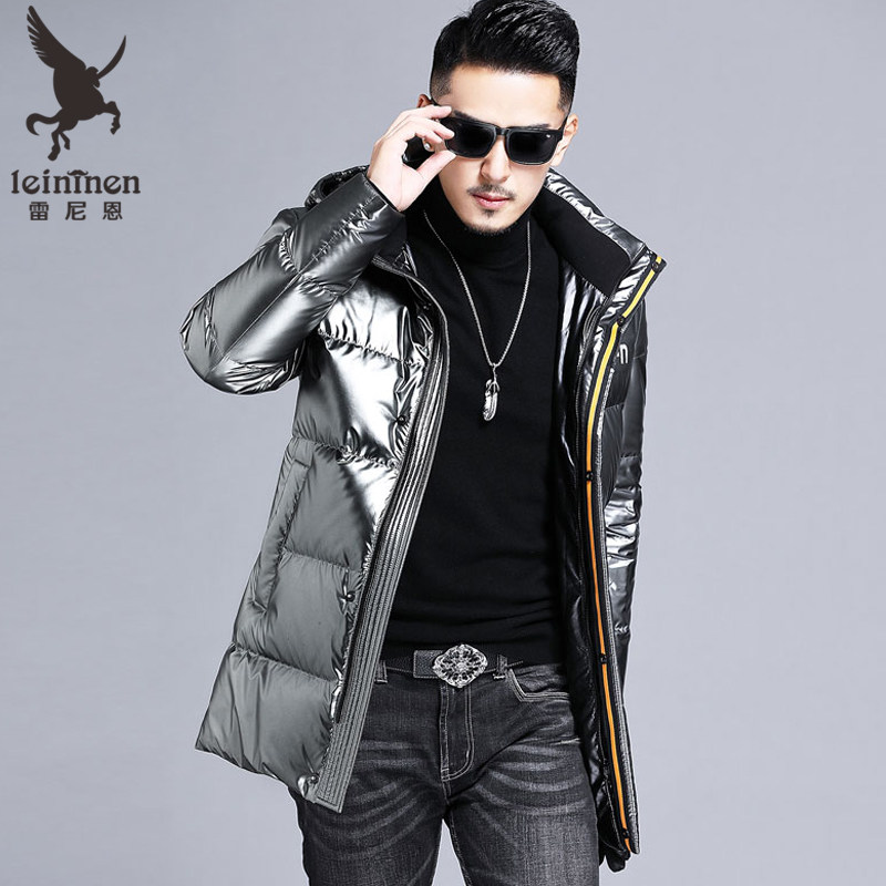 冬季羽绒服男士中年爸爸冬装土外套亮面浙江嘉兴平湖新款中长款