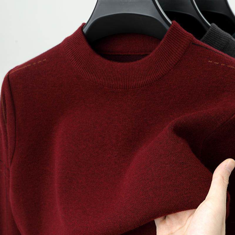 2025蛇年男士红色毛衣中年爸爸秋冬装婚宴针织打底衫上衣服本命年