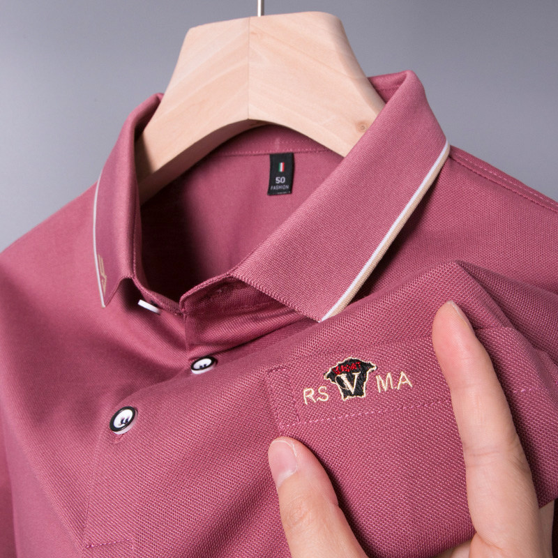 男士短袖T恤爸爸夏装有兜带口袋冰丝polo衫老爸上衣服