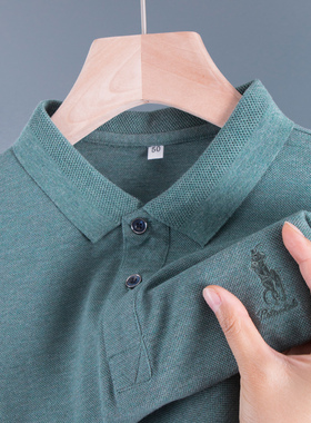 男士POLO衫短袖t恤poli爸爸夏装polou冰丝poiot上衣纯棉婆罗plol