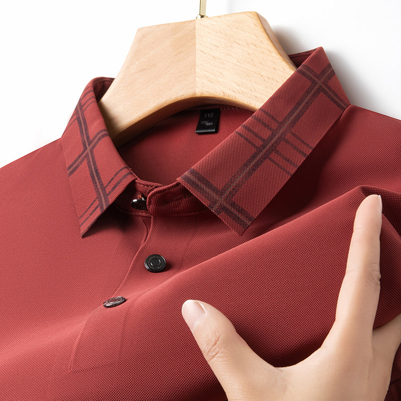 男士夏季红色短袖T恤翻领喜爸爸装本命年婚宴婚礼上衣冰丝Polo衫