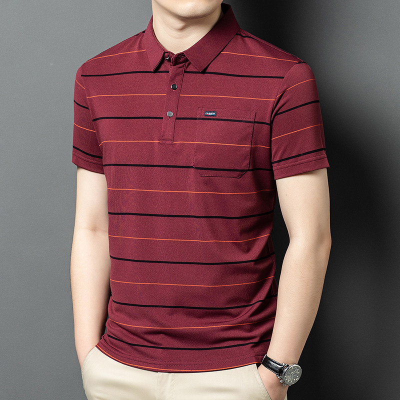 男士短袖POLO衫红色上衣中年人爸爸结婚宴装婚礼服翻领本命年T恤