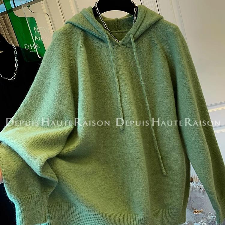 慵懒风休闲连帽毛衣针织衫卫衣女