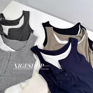 大码 上衣潮2 胖mm300斤吊带背心女夏外穿内搭设计感假两件叠穿无袖