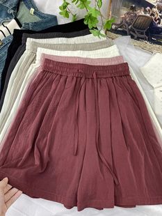 大码 胖mm300斤冰丝褶皱阔腿短裤 女夏季 宽松休闲百搭显瘦运动热裤