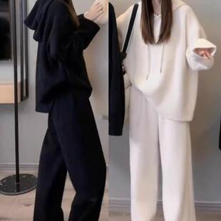 两件套 女秋冬胖mm300斤宽松显瘦阔腿裤 大码 休闲运动软糯卫衣套装