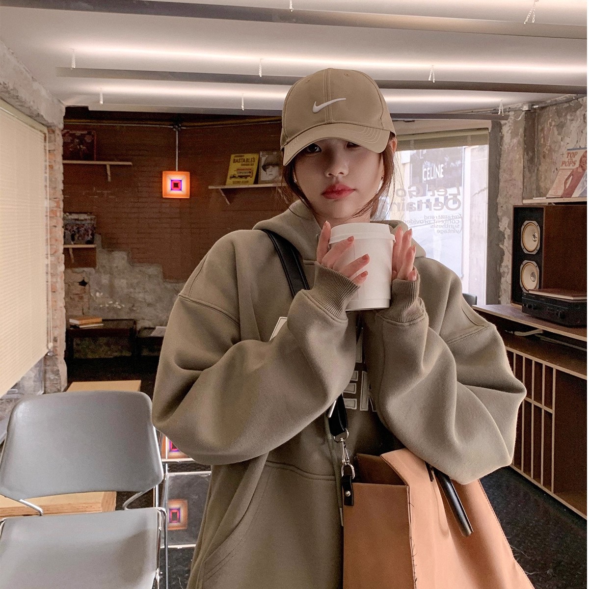 大码胖mm连帽秋冬季中长款卫衣女