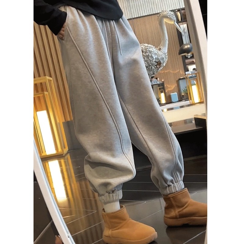 大码加绒束脚裤女秋冬胖mm300斤