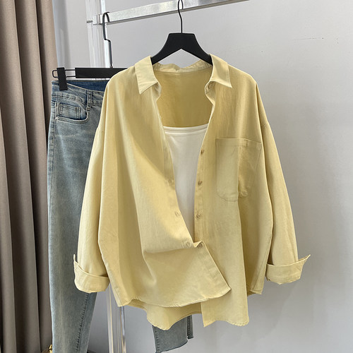 休闲宽松叠穿衬衫女外套大码胖mm