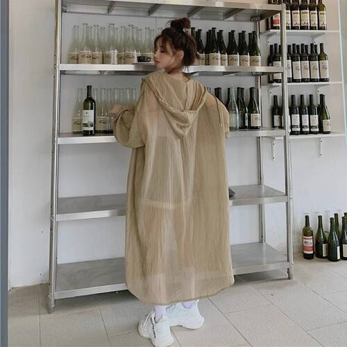 大码中长款连帽防晒衣女夏季胖mm