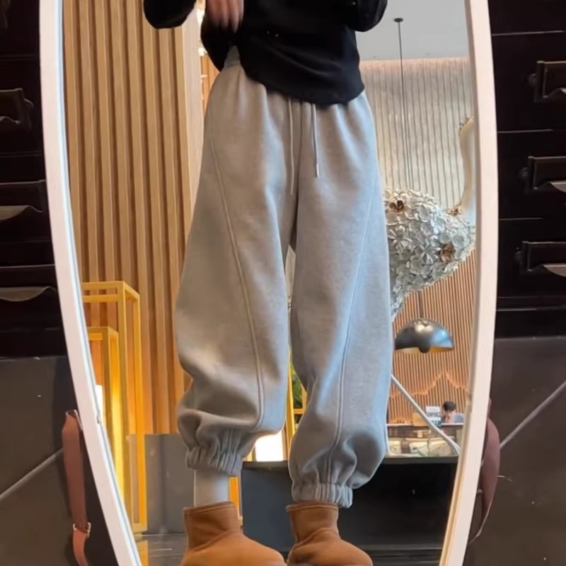 大码加绒显瘦加厚束脚裤女秋冬季