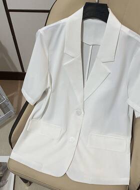 白色短袖西装外套女夏季西服上衣