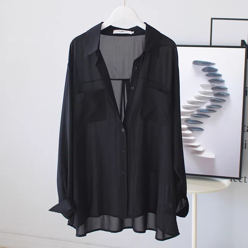 大码300斤雪纺防晒衬衫女夏天薄款胖mm外套开衫宽松遮臀部空调衫