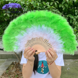 马卡龙色渐变色羽毛扇子舞蹈扇秧歌古典舞扇子旗袍走秀年会表演扇