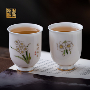 徐建勇文创陶瓷功夫茶具羊脂玉瓷茶杯主人杯对杯品茗杯高端喝茶杯