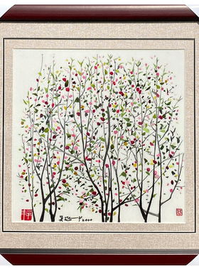 非遗纯手工苏绣刺绣吴冠中油画春儿童书房卧室画商务出国礼品苏绣