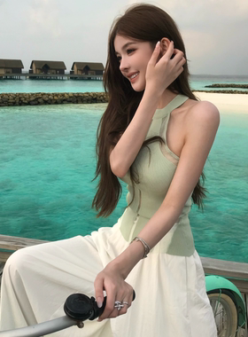 FAY【镂空遐想】春夏新款收腰透视性感欧根纱针织吊带上衣