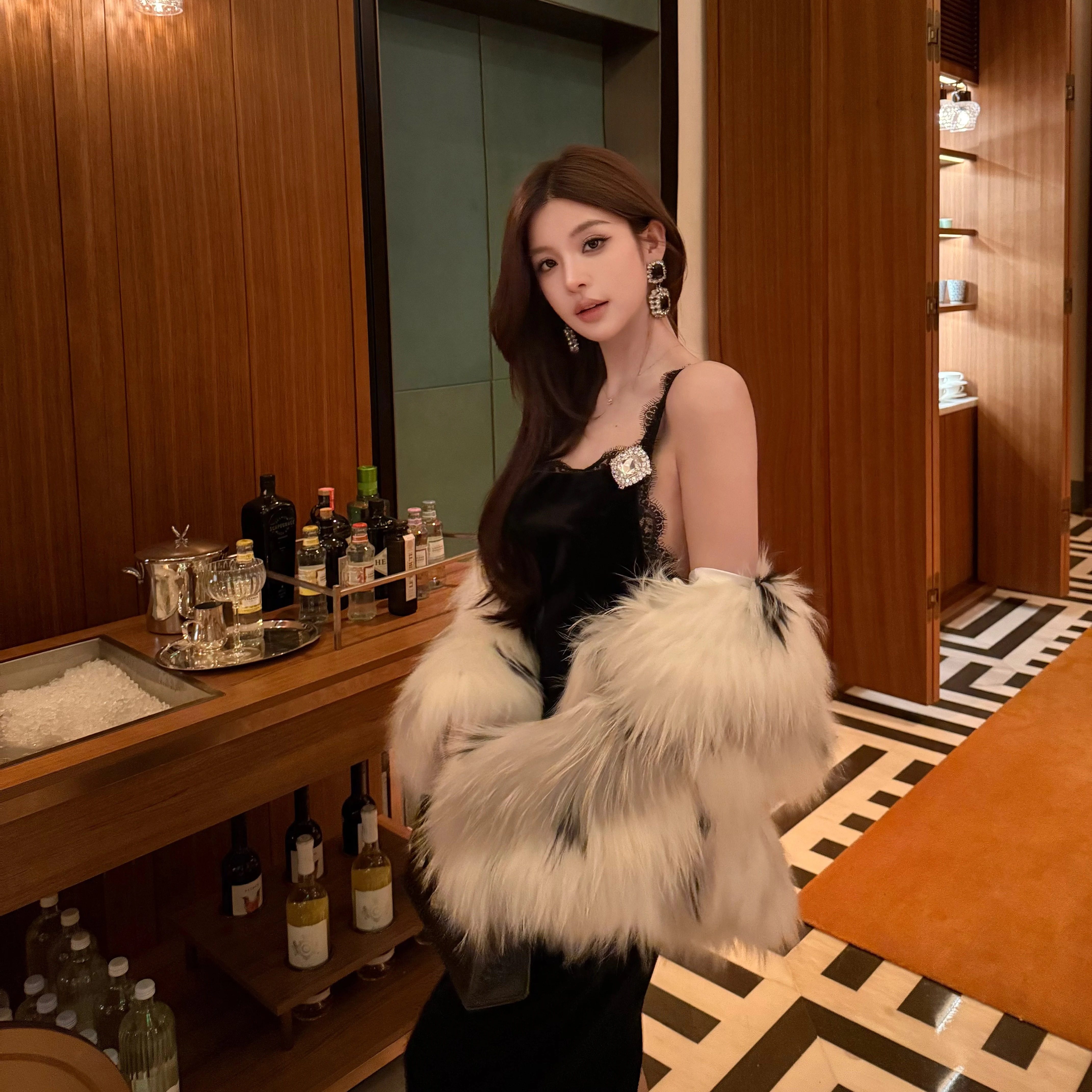 FAY【法式黎香】小众法式蕾丝单肩蕾丝气质大钻扣连衣长裙,女装/女士精品,连衣裙,淘宝优惠券,粉丝福利购,淘宝优惠卷