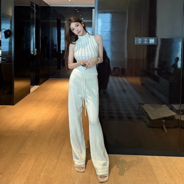 FAY【糯米裤】羊绒秋冬百搭直筒阔腿麻花松紧腰针织长裤,女装/女士精品,休闲裤,淘宝优惠券,粉丝福利购,淘宝优惠卷