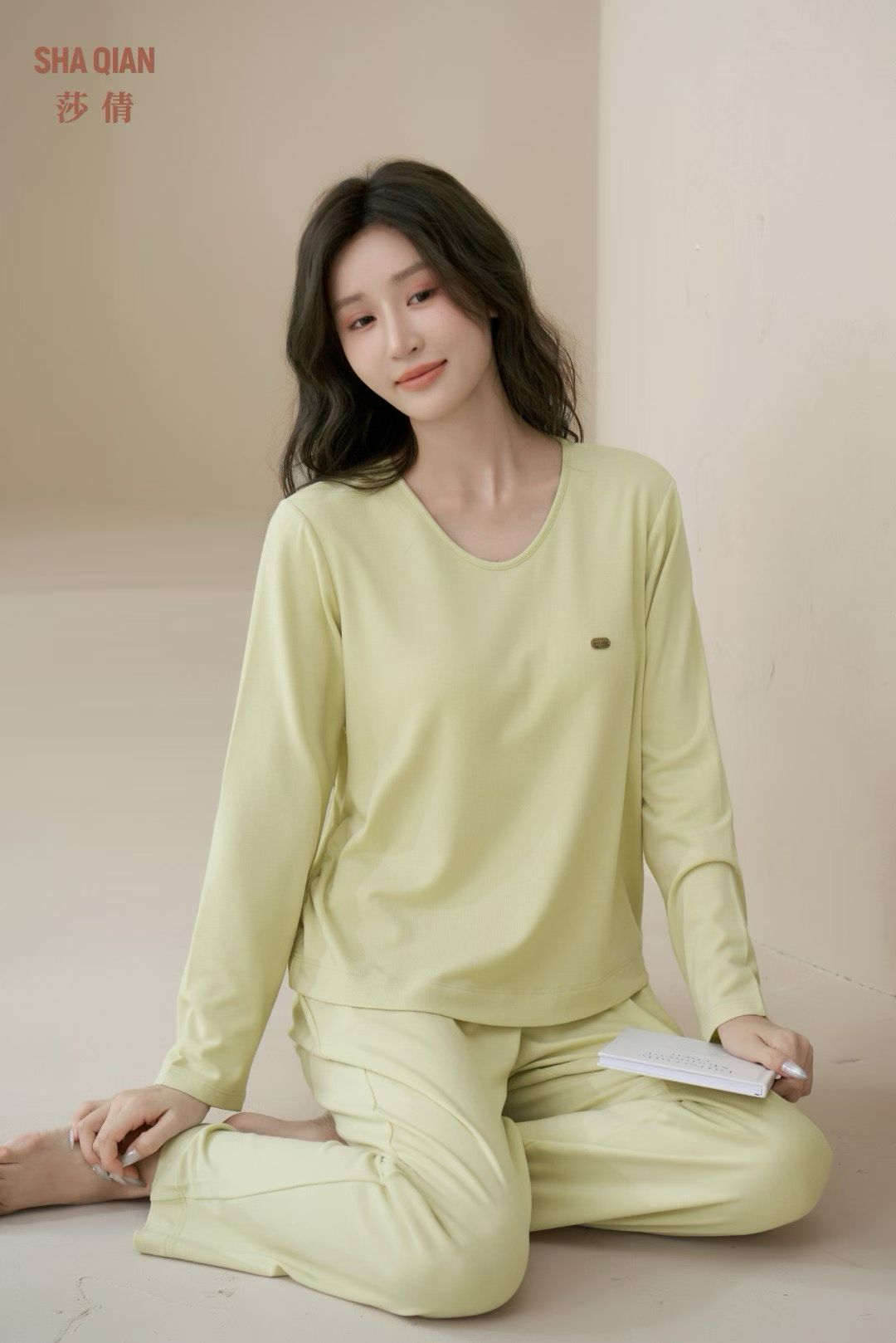 莎倩睡衣2025秋冬新款 女奶芙棉纯棉套头睡衣家居服套装 带胸垫