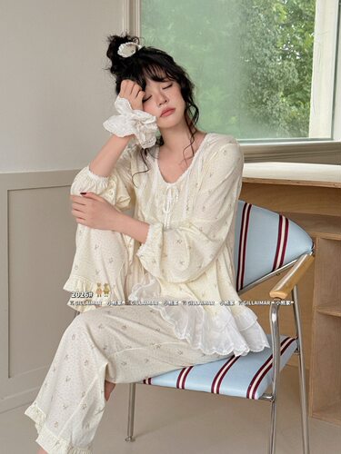 Gill Aimar小熊家秋季新款韩系少女莱赛尔棉长袖睡衣女家居服套装